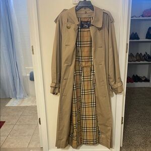 Tan Trench Coat with Plaid Lining